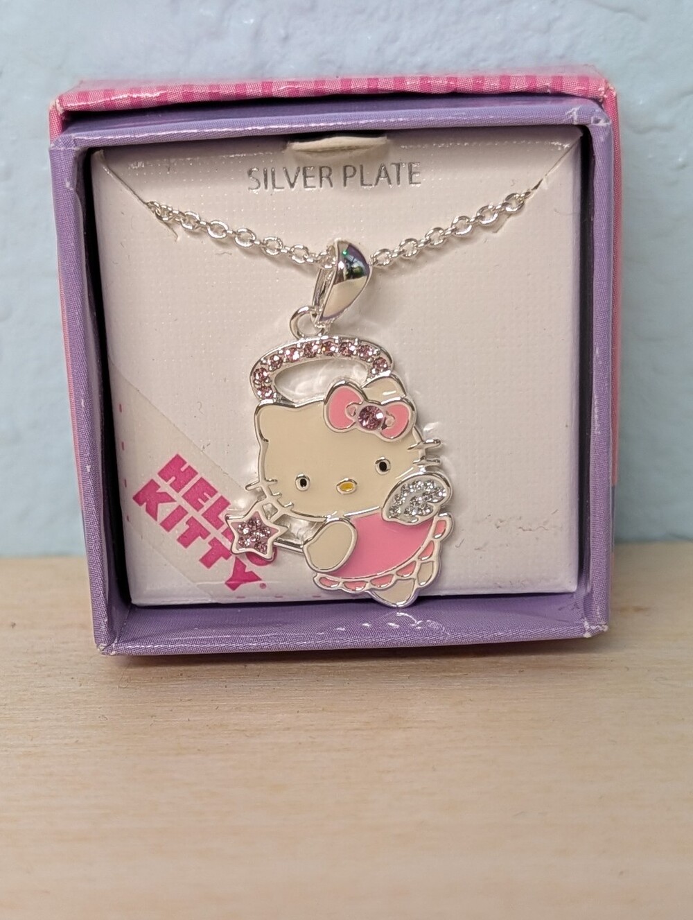 Hello Kitty Angel Rhinestone Pendant Necklace NIB Sanrio Jacmel